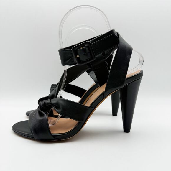 Joie Womens Celyn Heels US 7.5 M Black Leather Knot Ankle Strap NIB - Picture 8 of 12